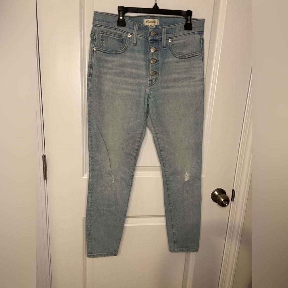 Madewell High Rise Skinny Light Blue Women's Jeans with light distressing